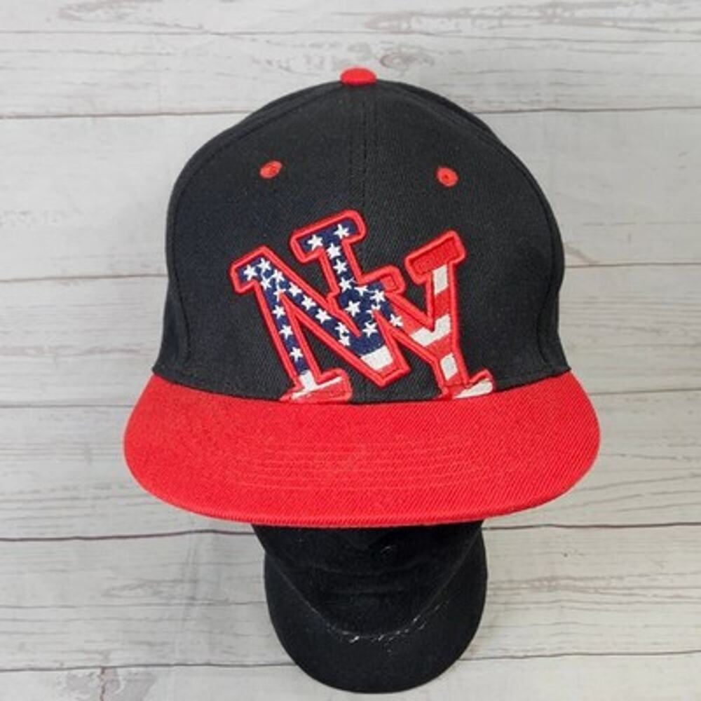 New York NY Patriotic Snapback Hat Men's Adjustable Black Red White Blue Cap